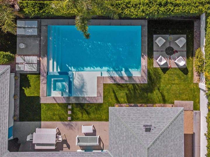 Drone Shot of Modern Backyard with Pool, Oshawa 